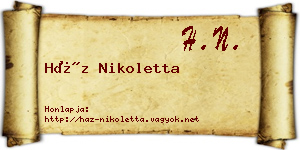 Ház Nikoletta névjegykártya